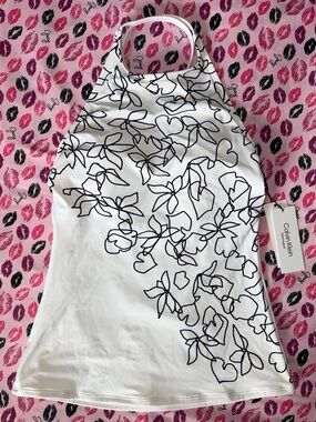 Calvin Klein white cross back tankini